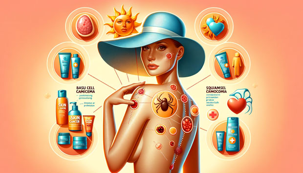 Understanding Skin Cancer: Types and Prevention - An educational image highlighting the importance of UV protection and recognizing different skin cancer types