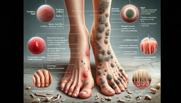 When do fungal infections occur on the legs?